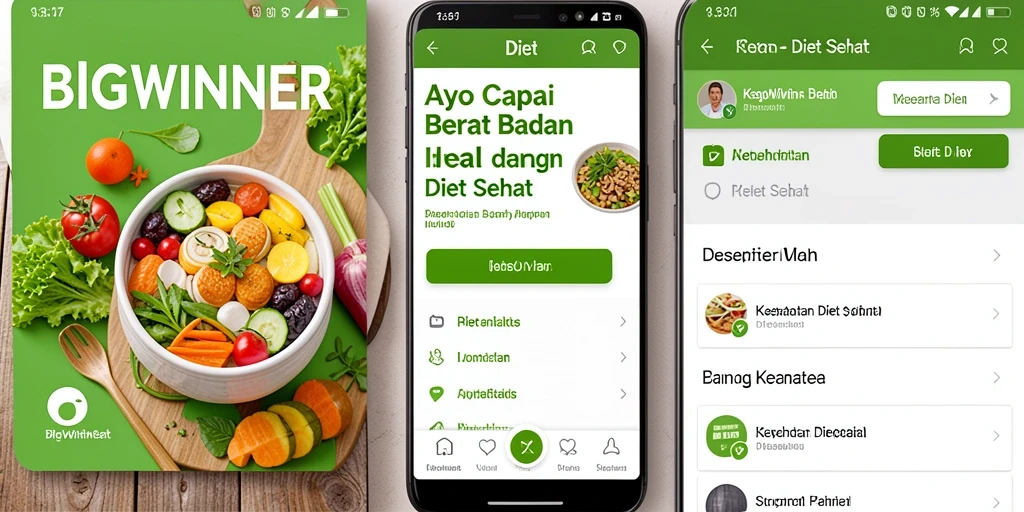 Antarmuka aplikasi BIGWINNER untuk Diet Sehat yang menarik dan informatif.