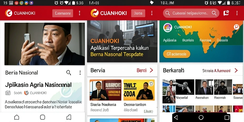 Antarmuka aplikasi CUANHOKI dengan berita nasional terbaru.