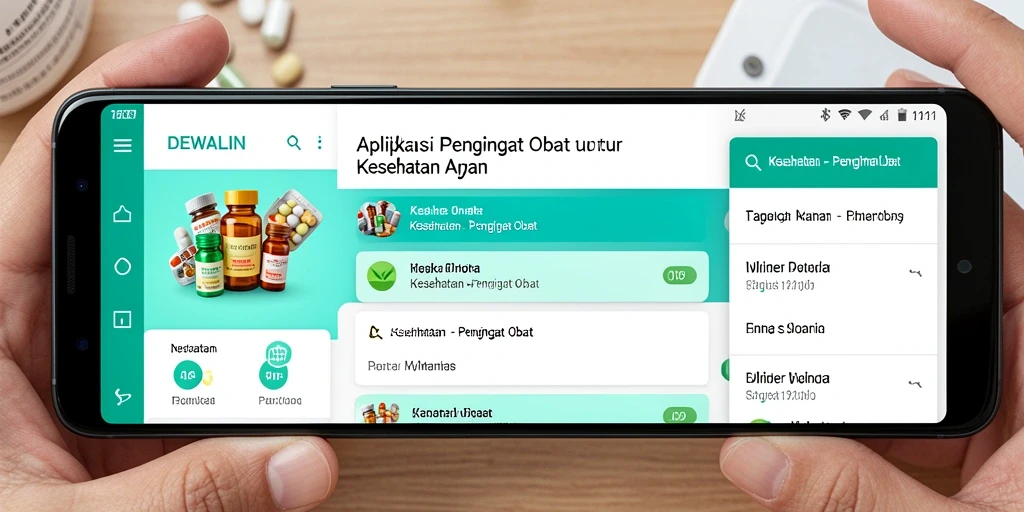 Antarmuka DEWALIN yang intuitif menampilkan pengingat obat dengan jelas.