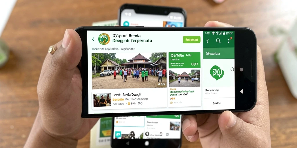 Antarmuka aplikasi DY01 yang menampilkan berita daerah terkini.