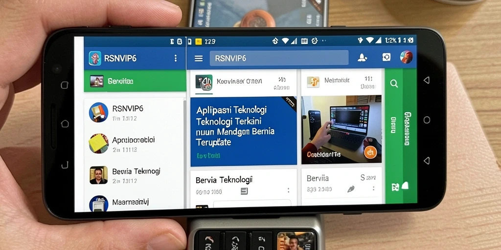 Antarmuka aplikasi RSNVIP6 menampilkan berita teknologi terbaru.